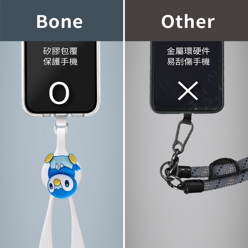 環扣包覆設計，無金屬扣具，不刮傷手機及手機殼