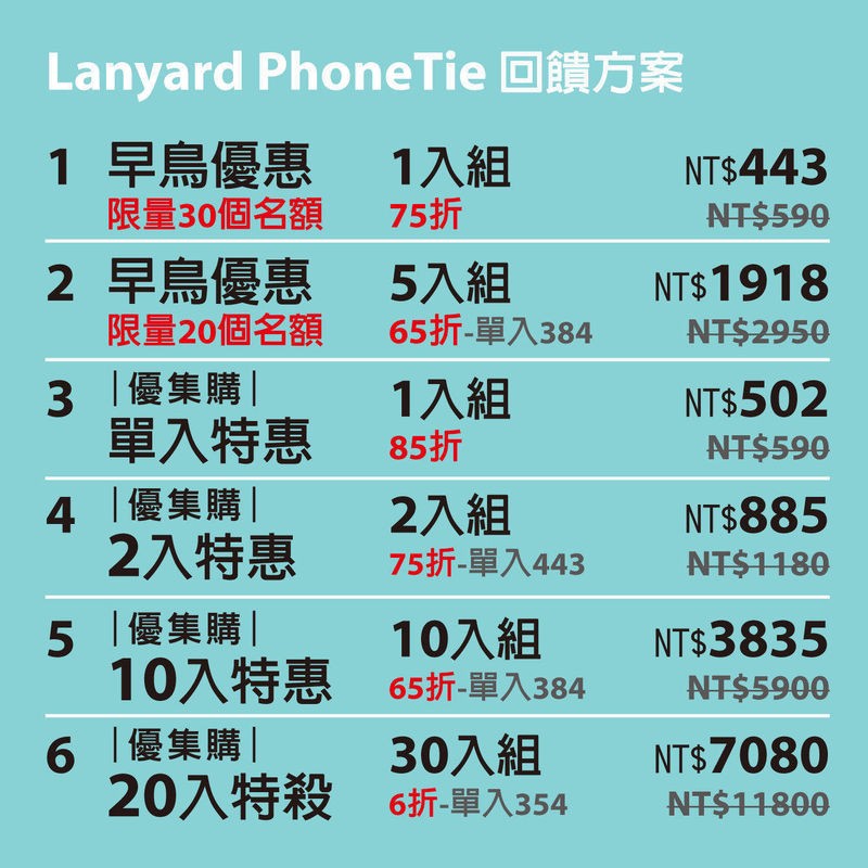 頸掛手機綁 Lanyard PhoneTie 矽膠手機掛繩多入組優惠