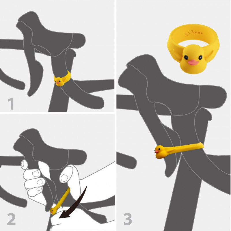 1.將煞車綁固定綁附在手把 2.拉起煞車綁 3.套柱煞車與握把