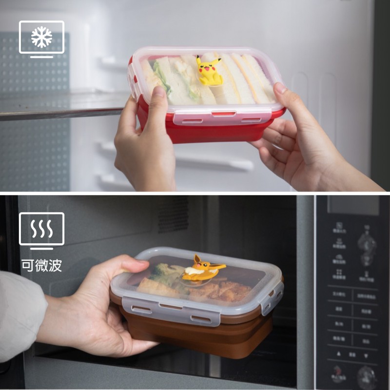 矽膠摺疊保鮮盒-寶可夢角色-1200ml