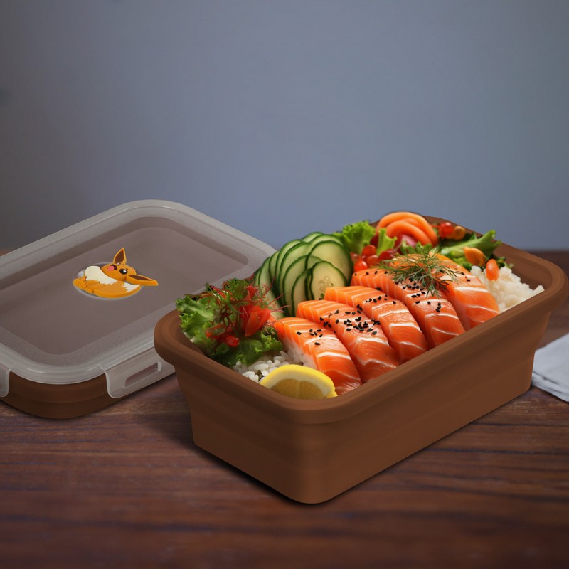 矽膠摺疊保鮮盒-寶可夢角色-1200ml