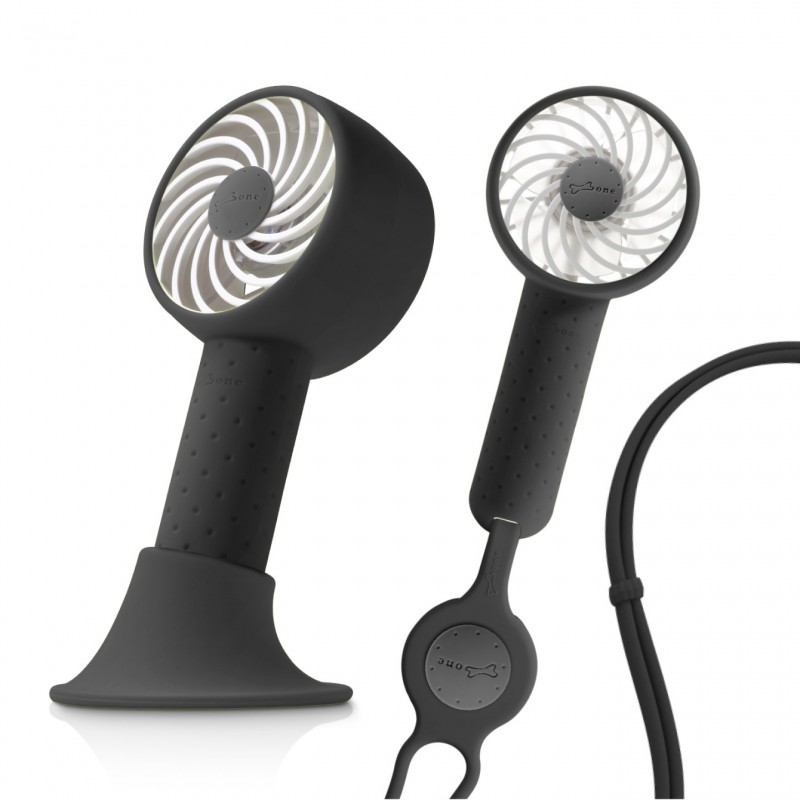 頸掛雙用風扇-黑