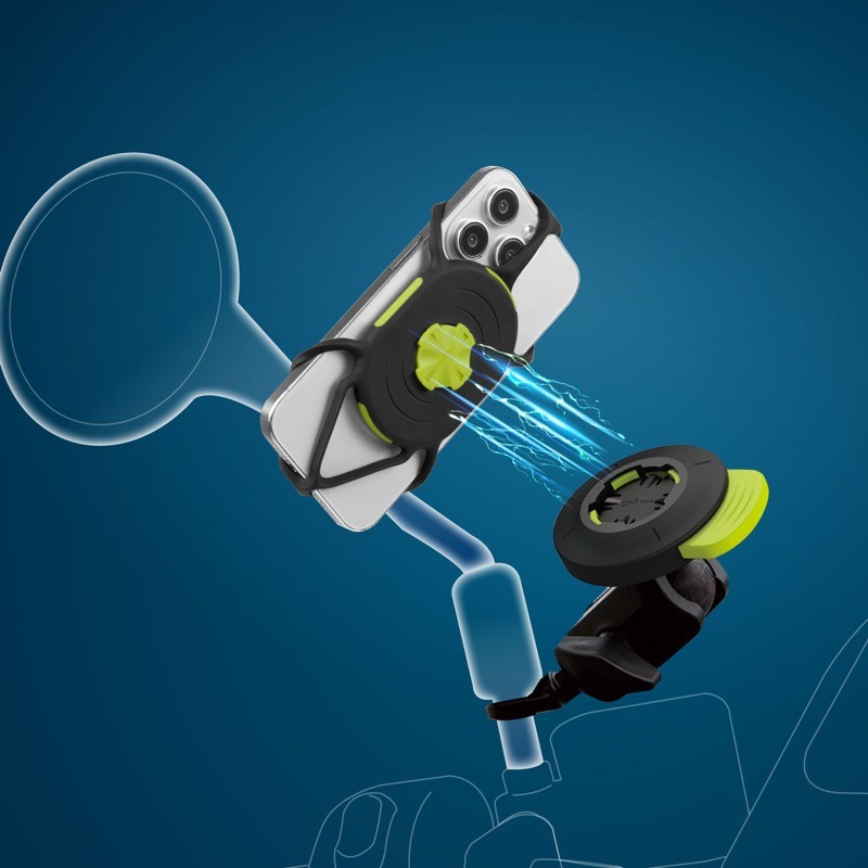 『綁接系統3』安全鎖定，磁吸對位；模組化設計，角度自由調整適合檔車和裸把速可達橫桿