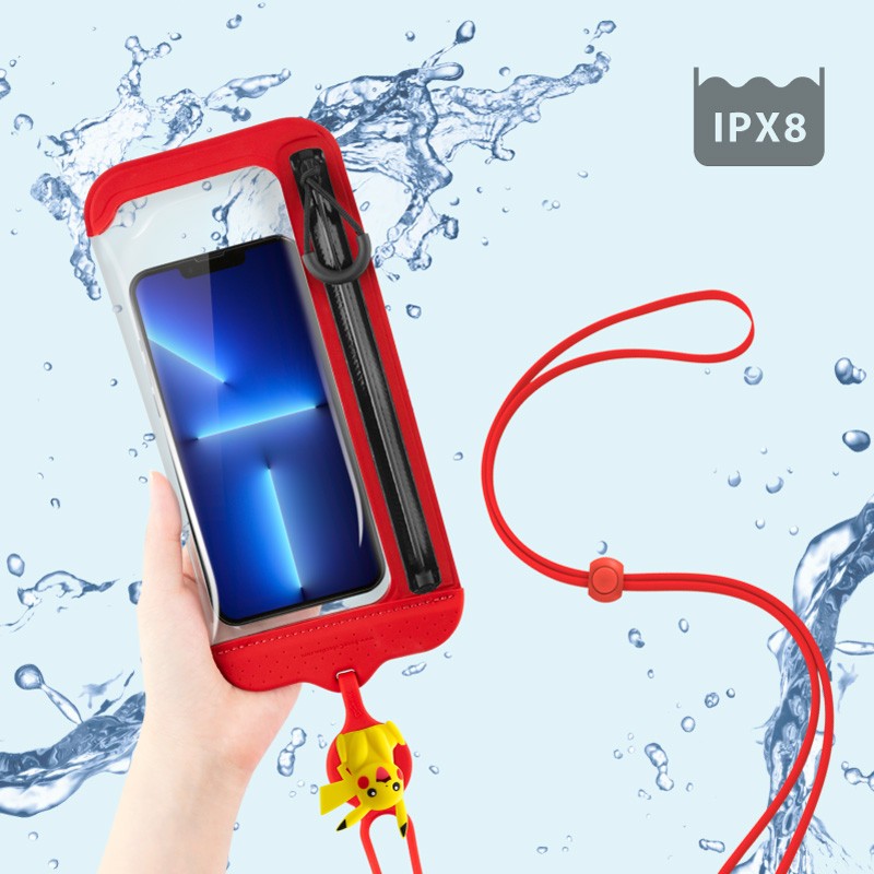 蹦克設計的防水手機袋，密閉防水保護手機不怕水；頸掛與斜背兩種選擇，可瞬間拿取手機隨時使用，隨行輕便攜戴；側邊拉鍊設計，手機快速好拿取