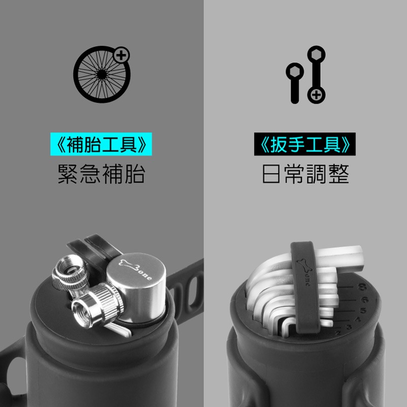『單車隨行工具組』隨車綁附，專為單車愛好者打造的維修調整工具組，解決爆胎、調整修復，讓騎行隨時保持最佳完美狀態！