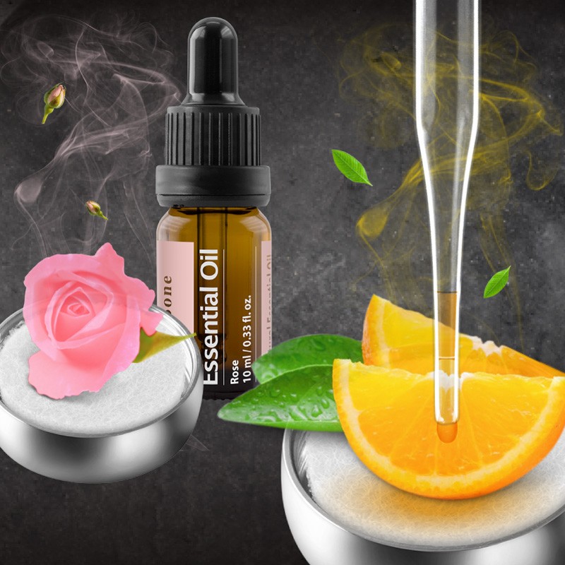 內附可替換棉片，搭配不同味道精油或香水變換香氣，天然精油推薦茶樹精油、香茅檸檬複方精油、薰衣草精油、洋甘菊精油、樂鼠尾草精油、甜橙精油、玫瑰精油、茉莉精油、檀香精油等...