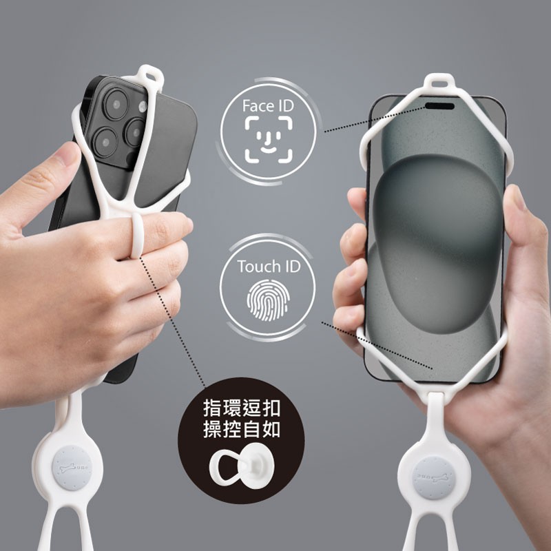附贈指環逗扣，使用手機操控更加自如，單手用手機不怕掉，輕鬆看影片、玩遊戲、自拍，不影響使用Touch ID (指紋辨識)、Face ID (人臉辨識)功能