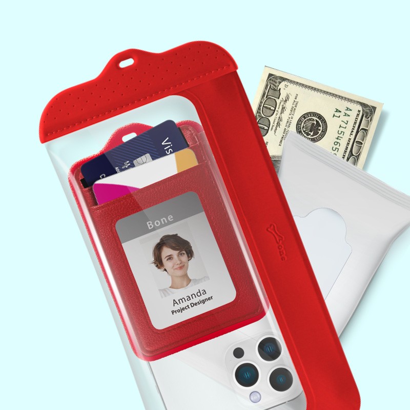 水手機袋除了攜帶手機，還可用蹦克設計的識別證套收納紙鈔、證件、信用卡以及另外裝面紙等...便利出遊，日常生活也可變身為時尚包包