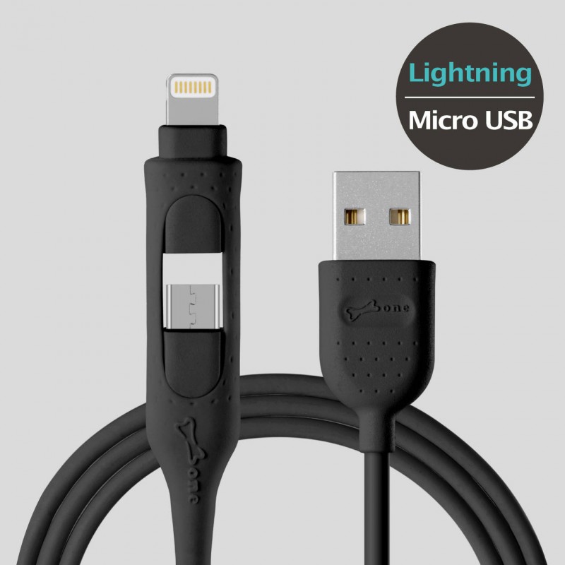 iDualink 二合一雙頭傳輸線 ( Lightning / micro USB ) - 黑 / 白