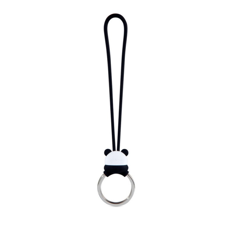 貓熊吊繩鑰匙圈-黑
