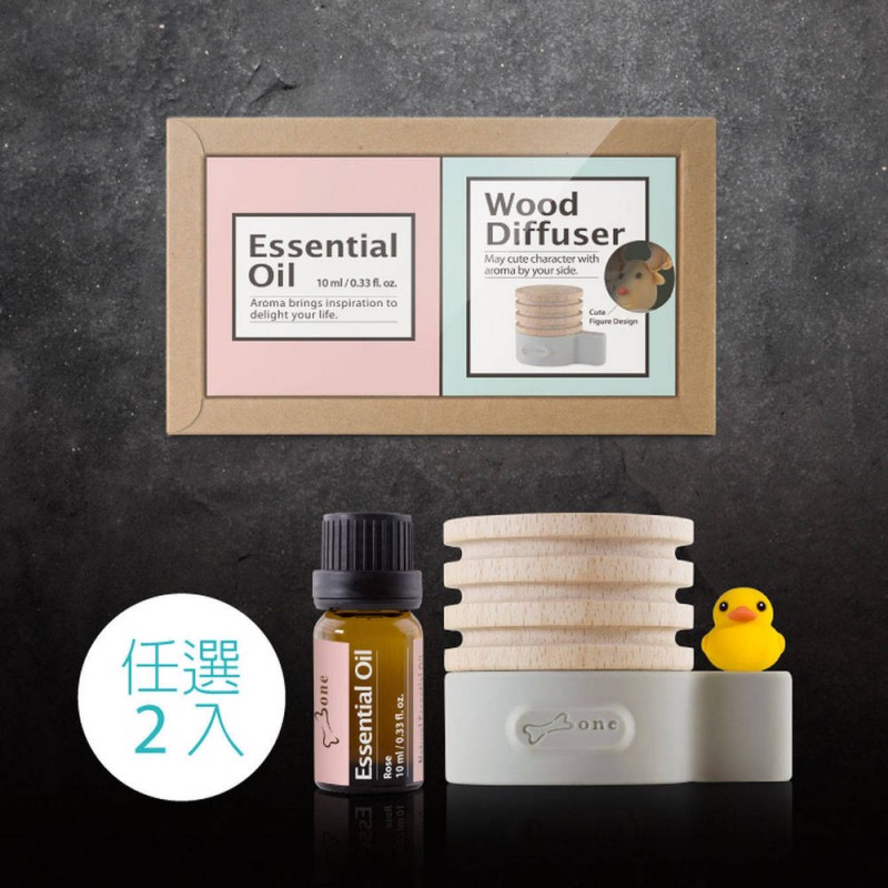 [任選2入禮盒]原木擴香台 + 天然精油