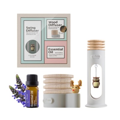 擴香禮物組-原木麋鹿+搖搖貓頭鷹-薰衣草