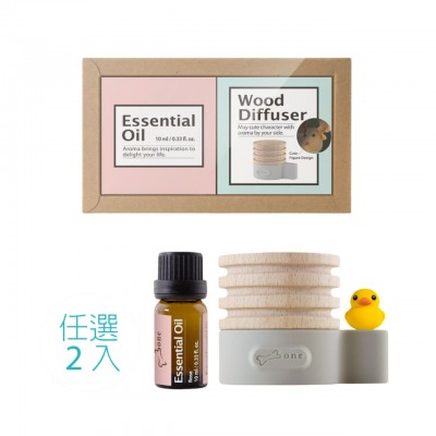 [任選2入禮盒]原木擴香台 + 天然精油