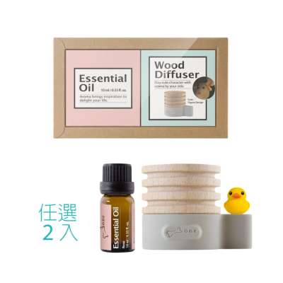 [任選2入禮盒]原木擴香台 + 天然精油