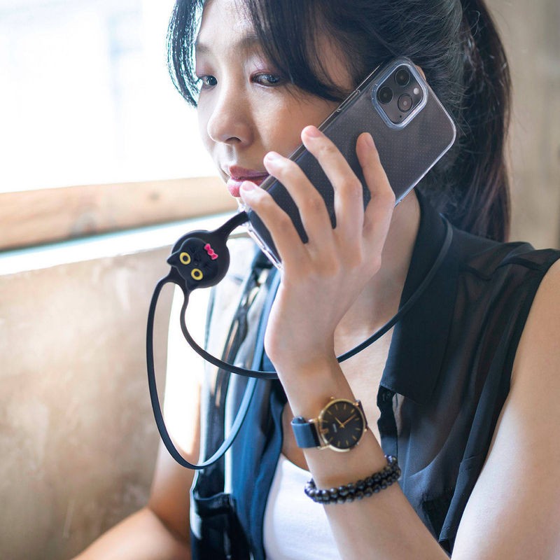 Bone Lanyard Case iPhone 12 シリーズ専用 クリアケース ネックストラップ付(6.7吋) - ミャオキャット