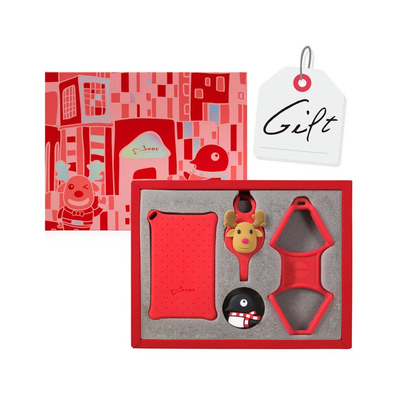 Bone Lanyard ギフト セット スマホ ストラップ ケース付  (ネック + ハンド) レッド (赤)