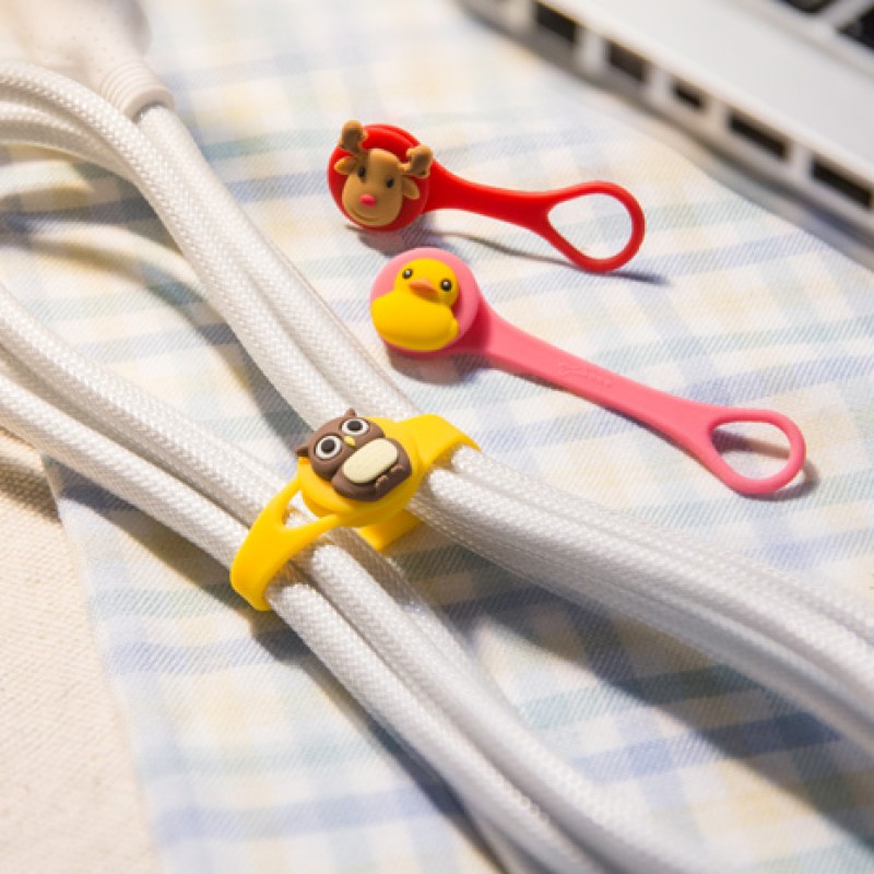 Bone Q Cord Ties ケーブルタイ (サイズ：S/M/L) - パティーダック/トナカイさん/フクロウさん