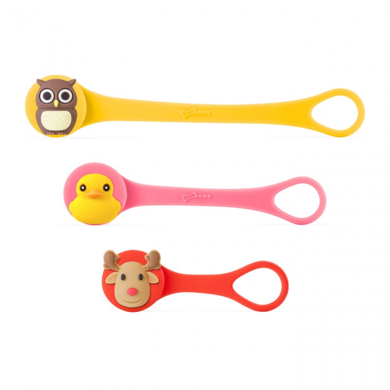 Bone Q Cord Ties ケーブルタイ (サイズ：S/M/L) - パティーダック/トナカイさん/フクロウさん